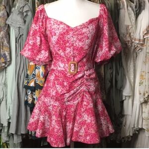 Pink Flouncy Belted Dress